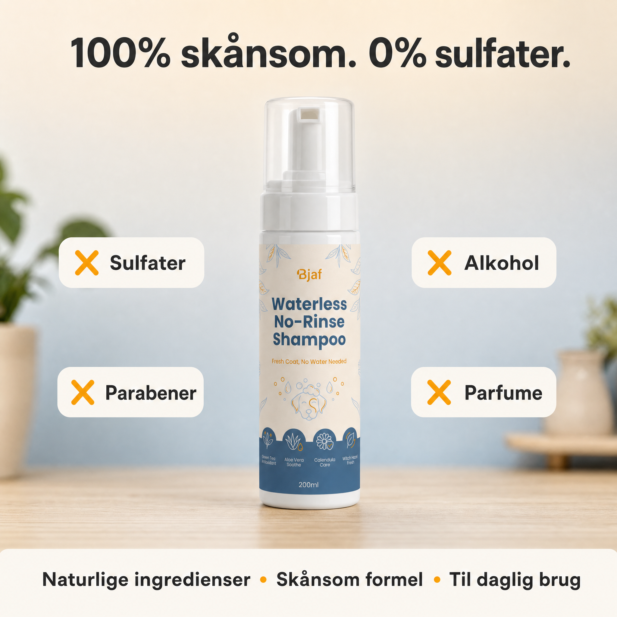 Bjaf Waterless No-Rinse Shampoo used for a quick clean-up at home