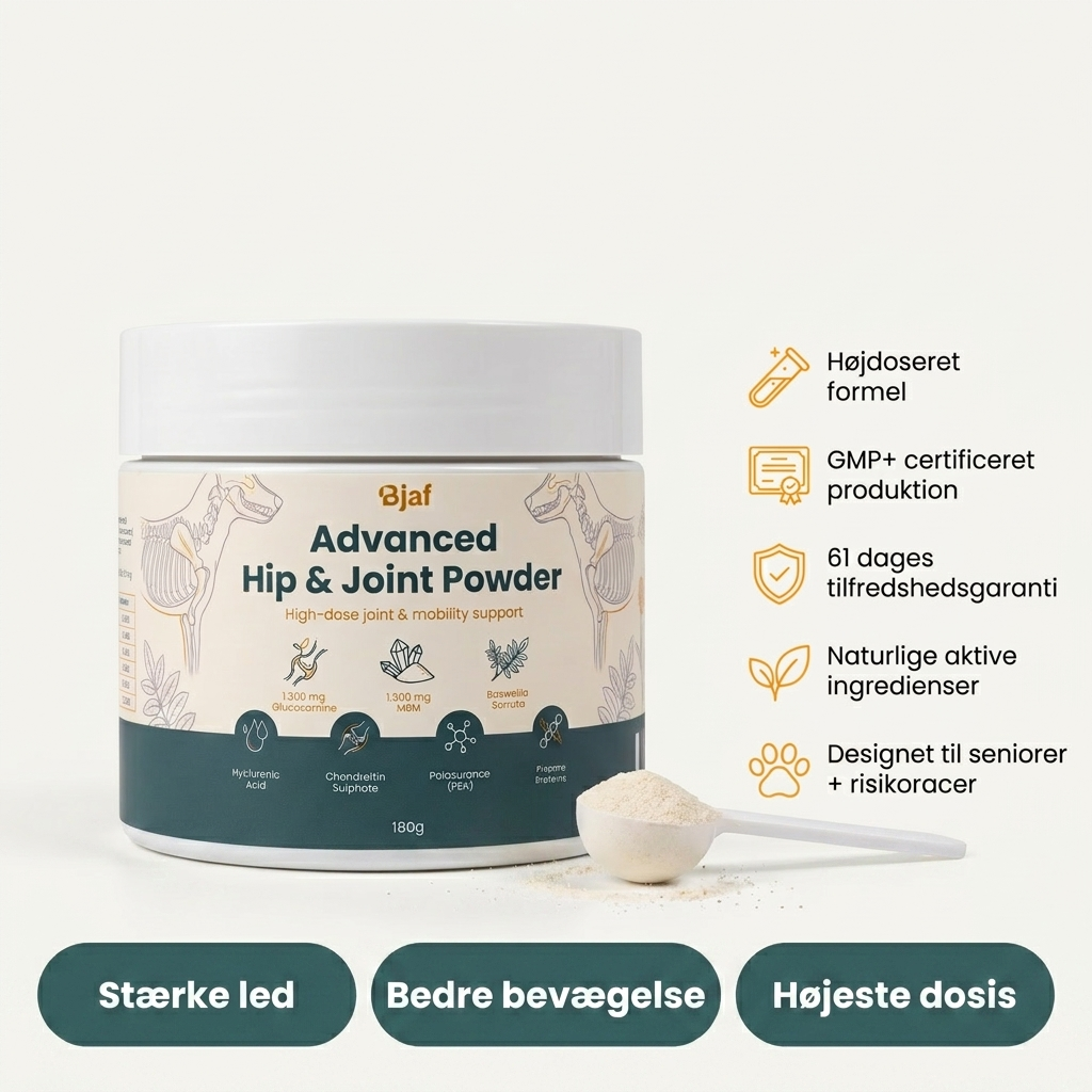 Bjaf Advanced Hip and Joint Powder 180 g tub with measuring scoop