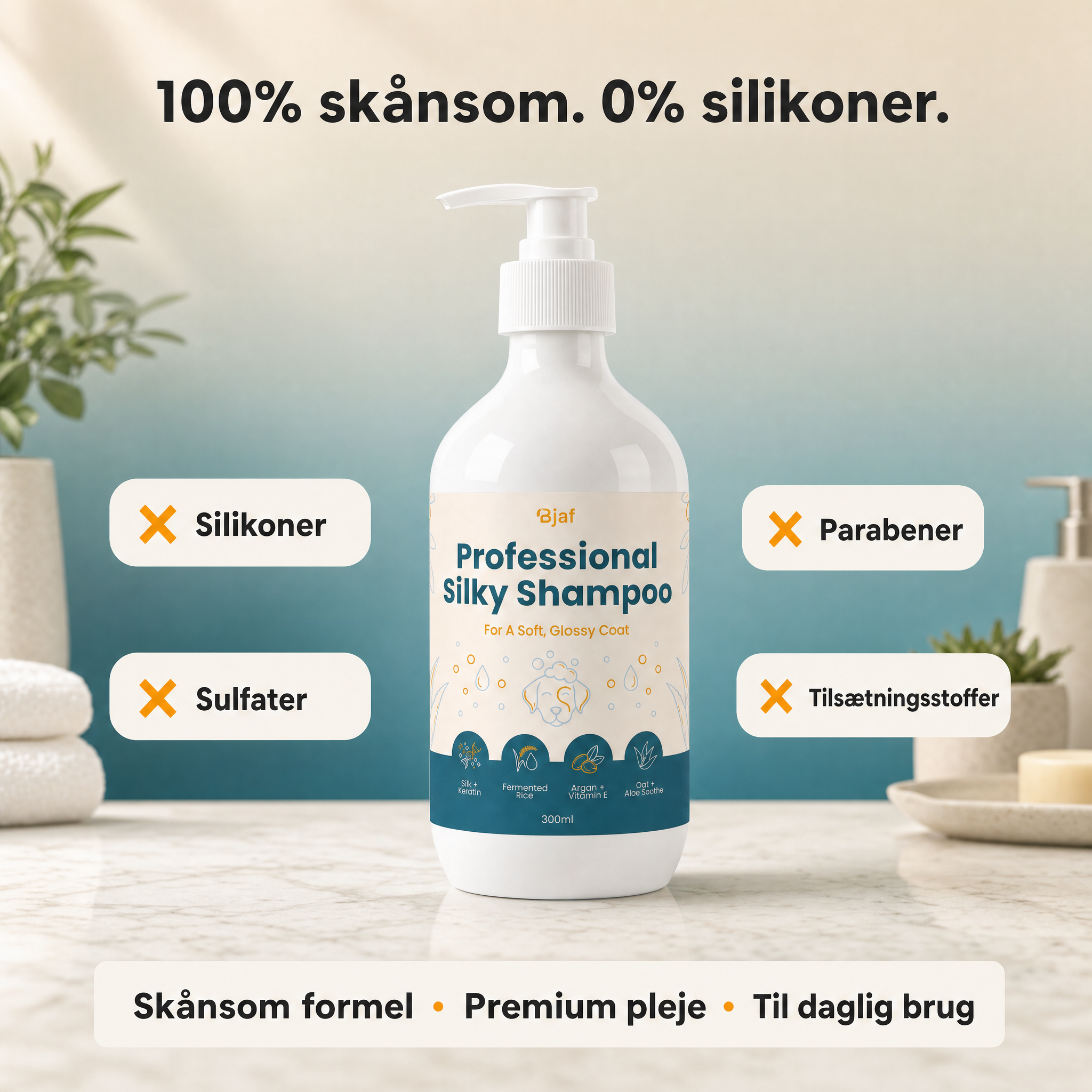 Bjaf Professional Silky Shampoo as part of a home grooming routine